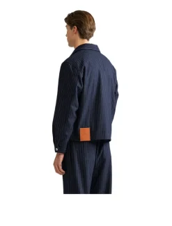 Ange Projects Pinstripe Wool Jacket Navy