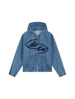 Arte Antwerp Split Logo Denim Hood Jacket Navy