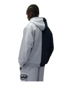 Arte Antwerp Split Patch Zip Hoodie Grey Navy