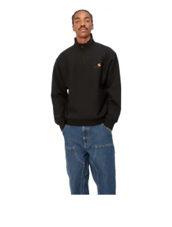 Carhartt WIP Half Zip American Script Sweat Black