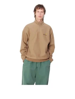 Carhartt WIP Half Zip American Script Sweat Peanut