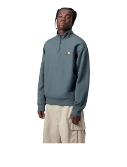 Carhartt WIP Half Zip American Script Sweat Office Blue