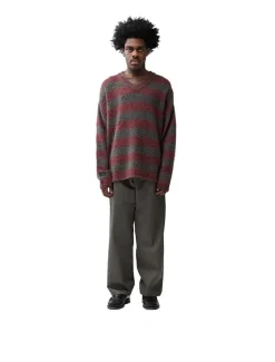 New Amsterdam Surf Association Straight Fit V-Neck Antra Brown Stripes