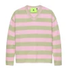 New Amsterdam Surf Association Straight Fit V-Neck Light Green Cradle Pink Stripes