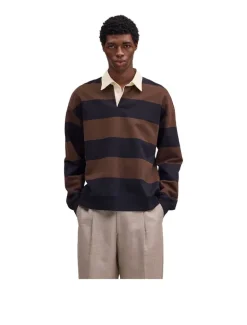 NN. 07 David Polo Sweatshirt Brown Stripe