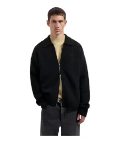 OLAF Knitted Zip Cardigan Black