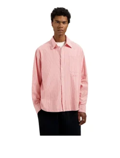 OLAF Oversized Stripe Oxford Shirt Burnt Coral