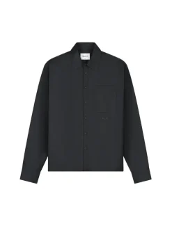 OLAF Wool Blend Boxy LS Shirt Charcoal