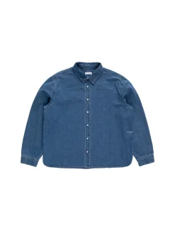 POP Trading Company Applique Logo Denim Shirt Rinsed Denim