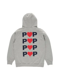 POP Trading Company Hearts Hooded Sweat Heather Grey