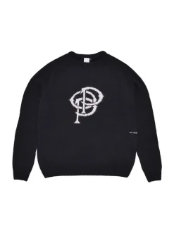 POP Trading Company Initials Knitted Crewneck Black