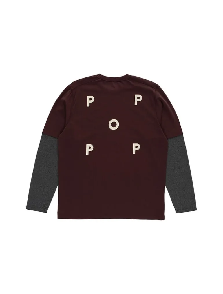 POP Trading Company Logo Sleeve T-shirt Fudge Charcoal Heather