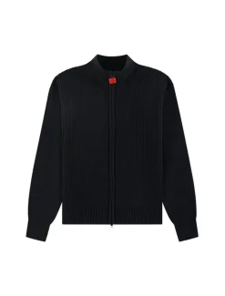 The New Originals Fisherman Rib Zip Up Sweater Black
